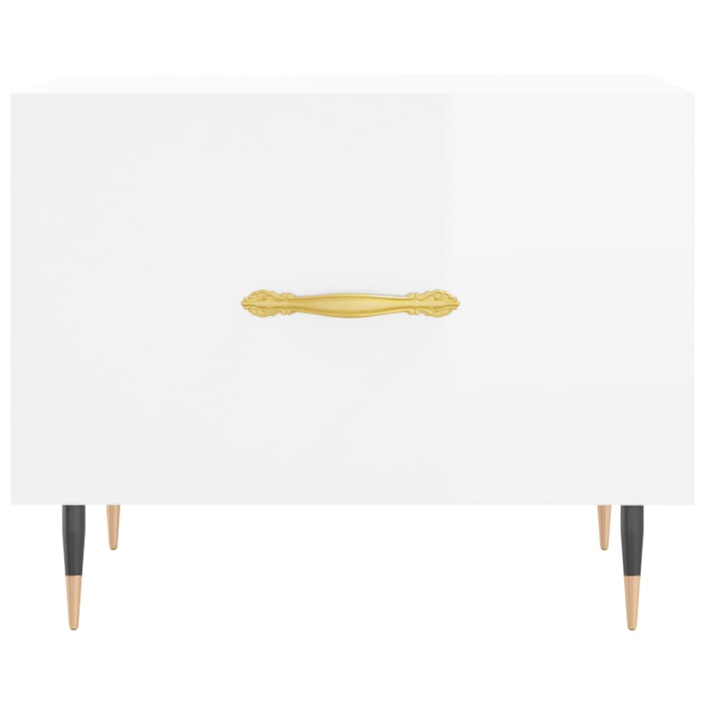 Salongbord 2 stk høyglans hvit 50x50x40 cm konstruert tre