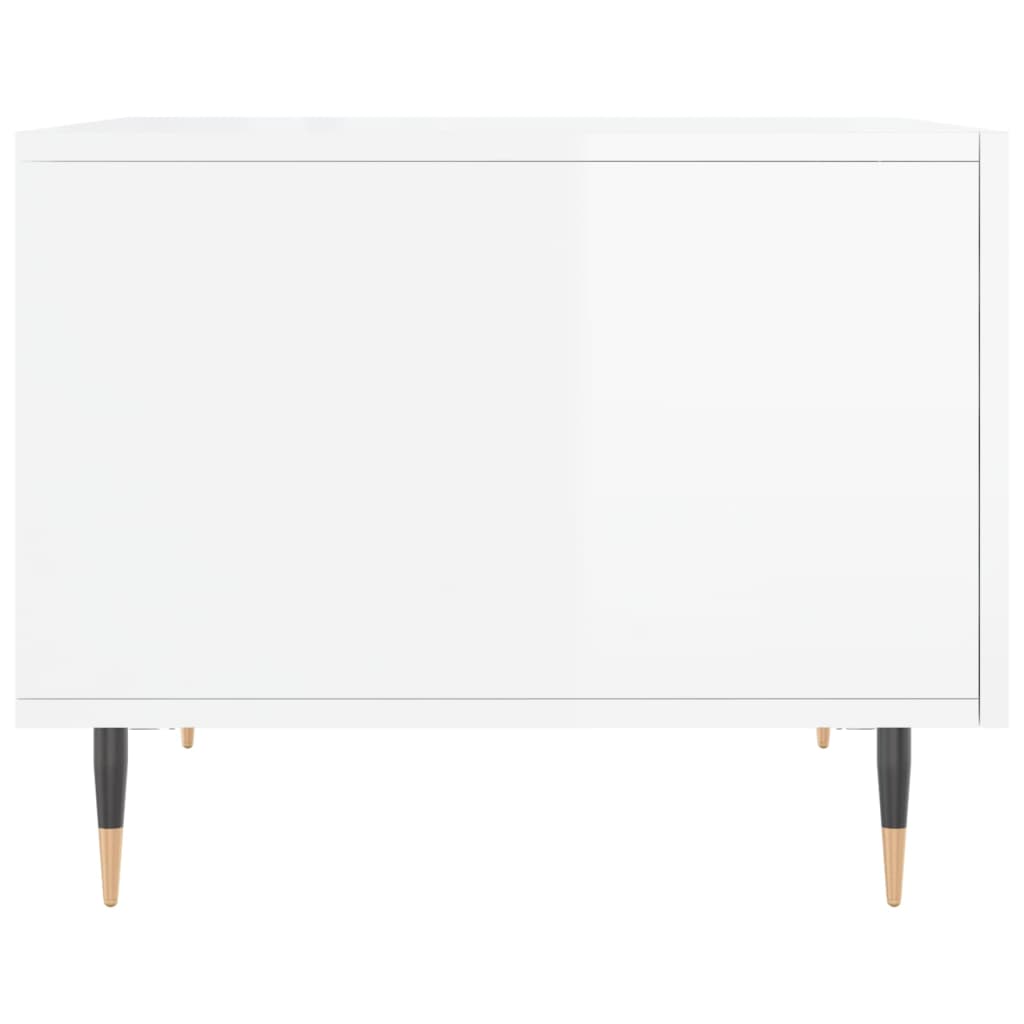 Salongbord 2 stk høyglans hvit 50x50x40 cm konstruert tre