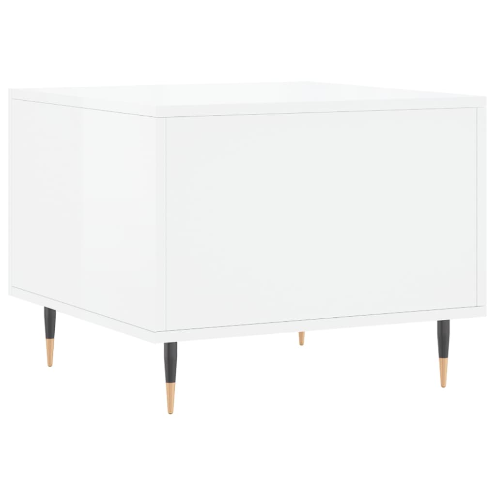 Salongbord 2 stk høyglans hvit 50x50x40 cm konstruert tre