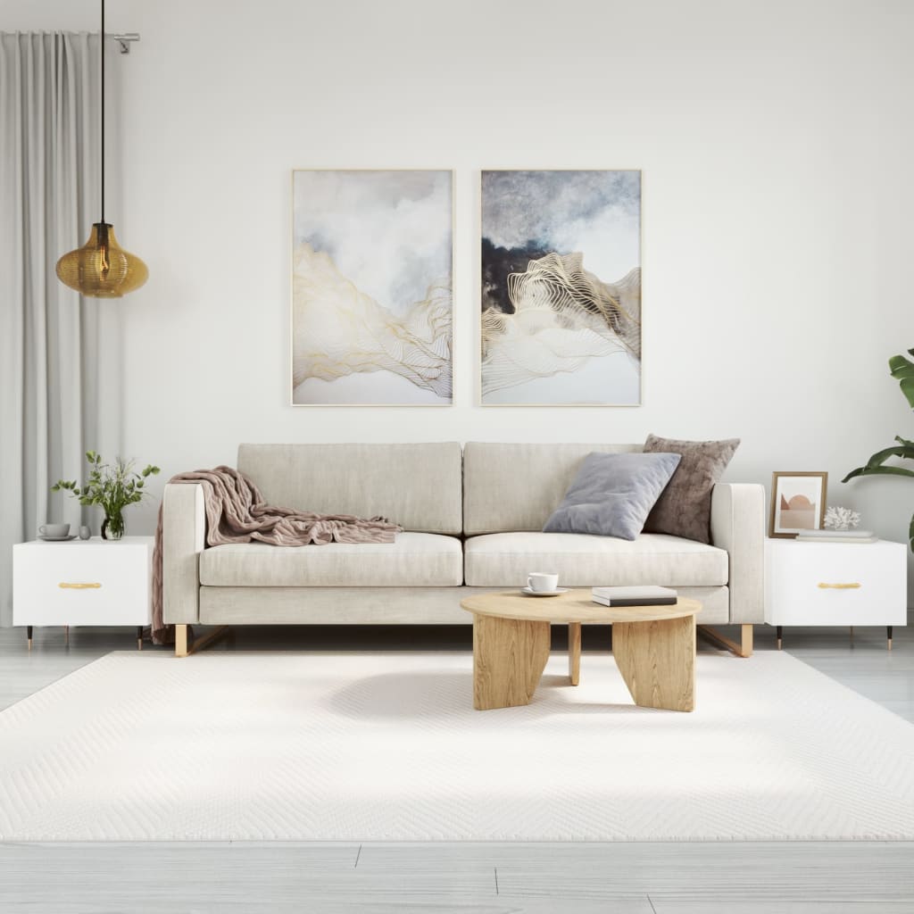 Salongbord 2 stk høyglans hvit 50x50x40 cm konstruert tre