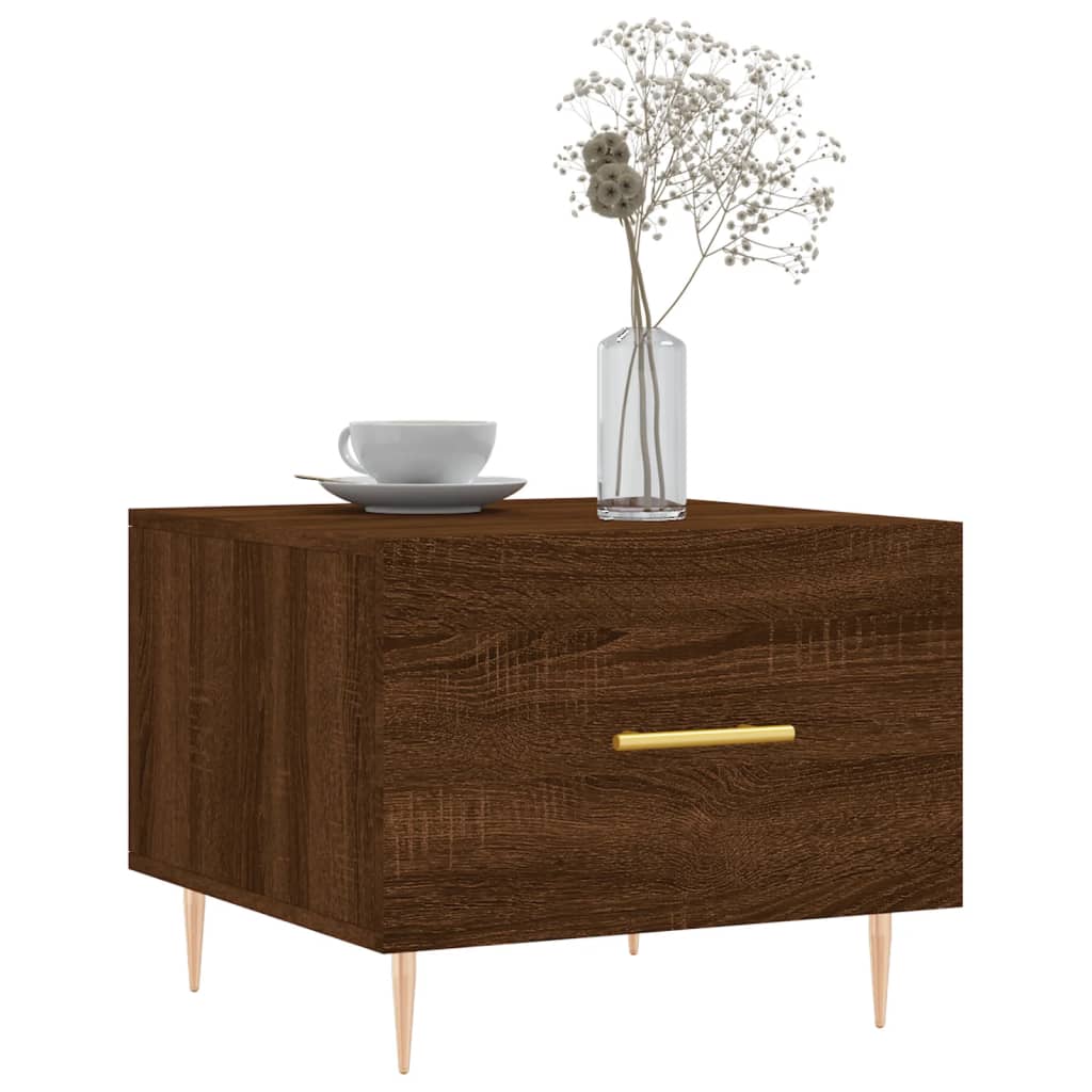 Salongbord 2 stk brun eik 50x50x40 cm konstruert tre