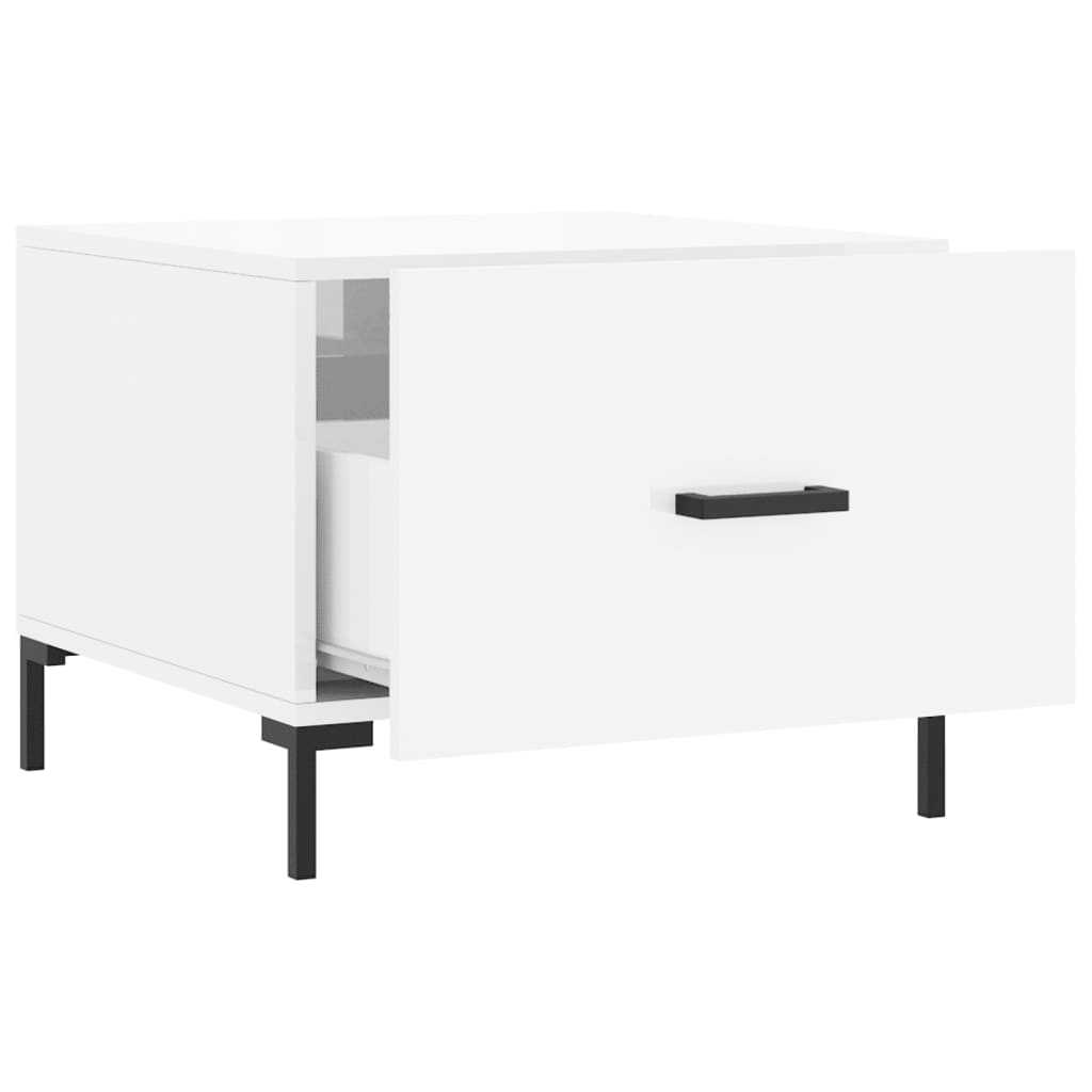 Salongbord høyglans hvit 50x50x40 cm konstruert tre