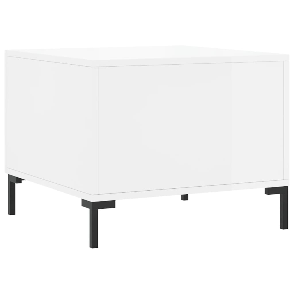 Salongbord høyglans hvit 50x50x40 cm konstruert tre