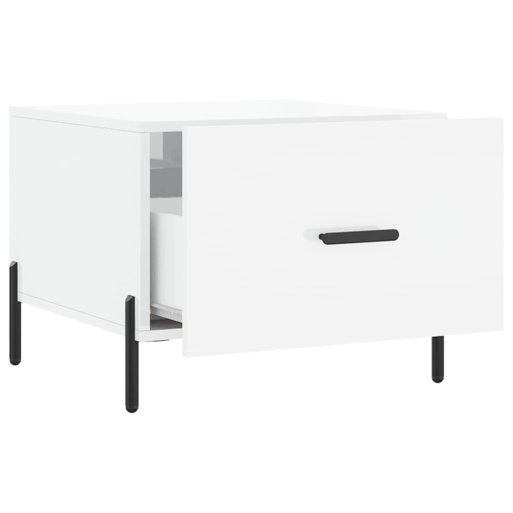 Salongbord høyglans hvit 50x50x40 cm konstruert tre