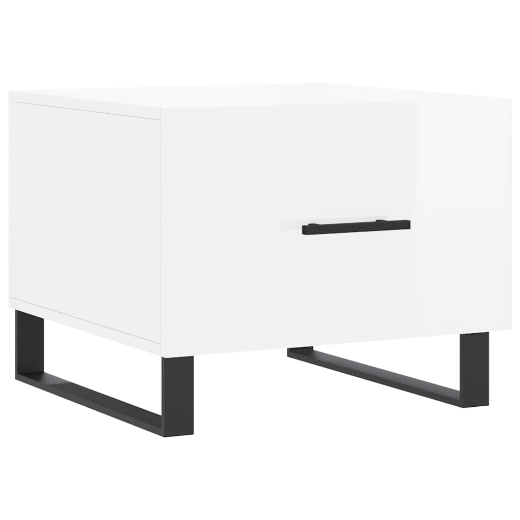 Salongbord 2 stk høyglans hvit 50x50x40 cm konstruert tre