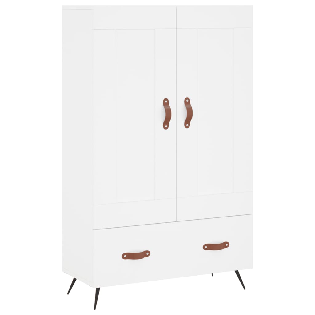 Highboard hvit 69,5x31x115 cm konstruert tre