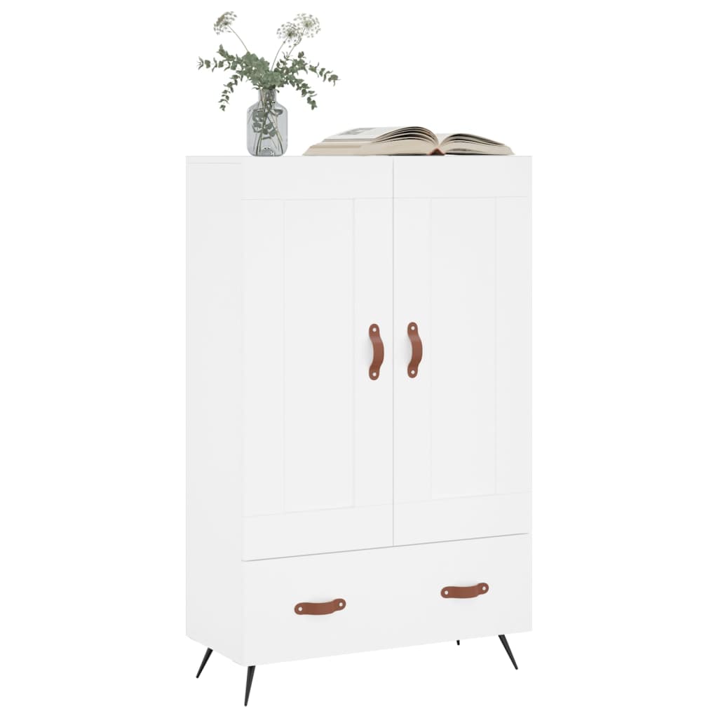 Highboard hvit 69,5x31x115 cm konstruert tre