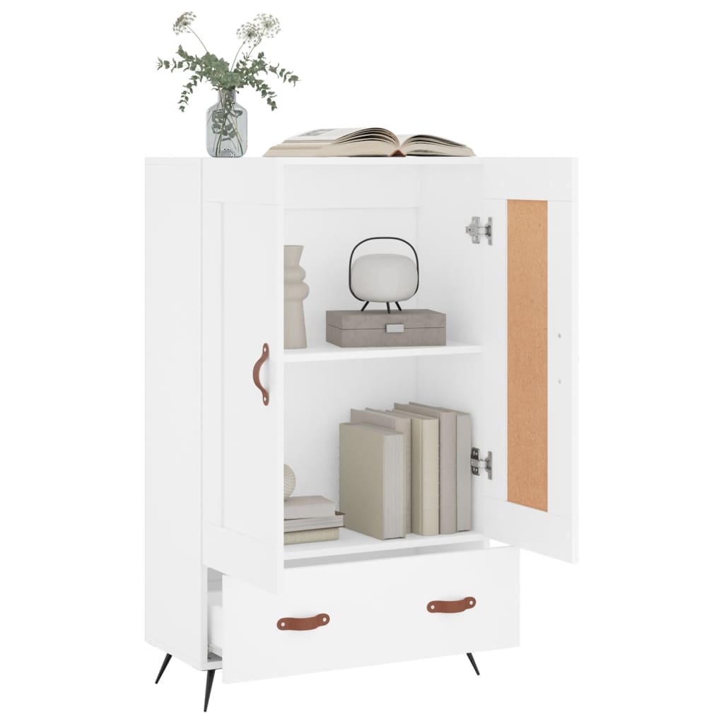 Highboard hvit 69,5x31x115 cm konstruert tre