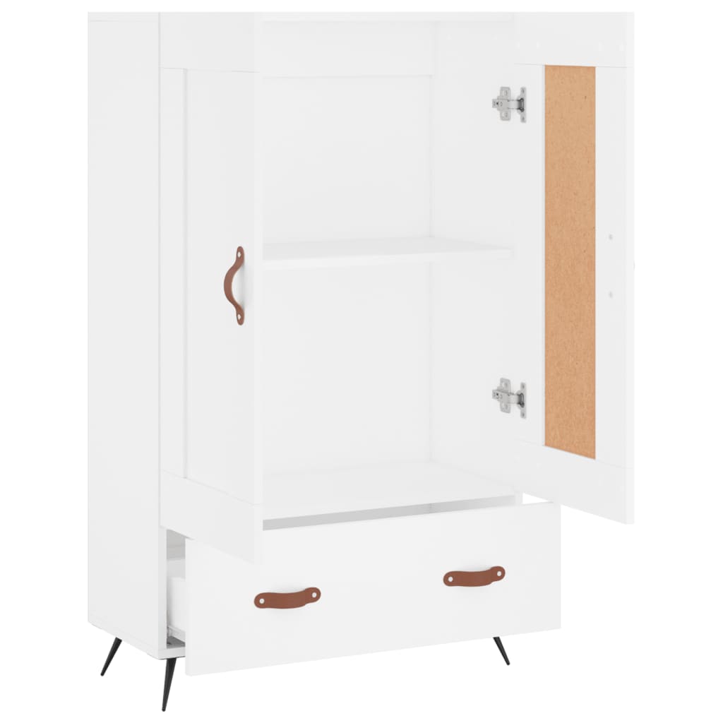 Highboard hvit 69,5x31x115 cm konstruert tre