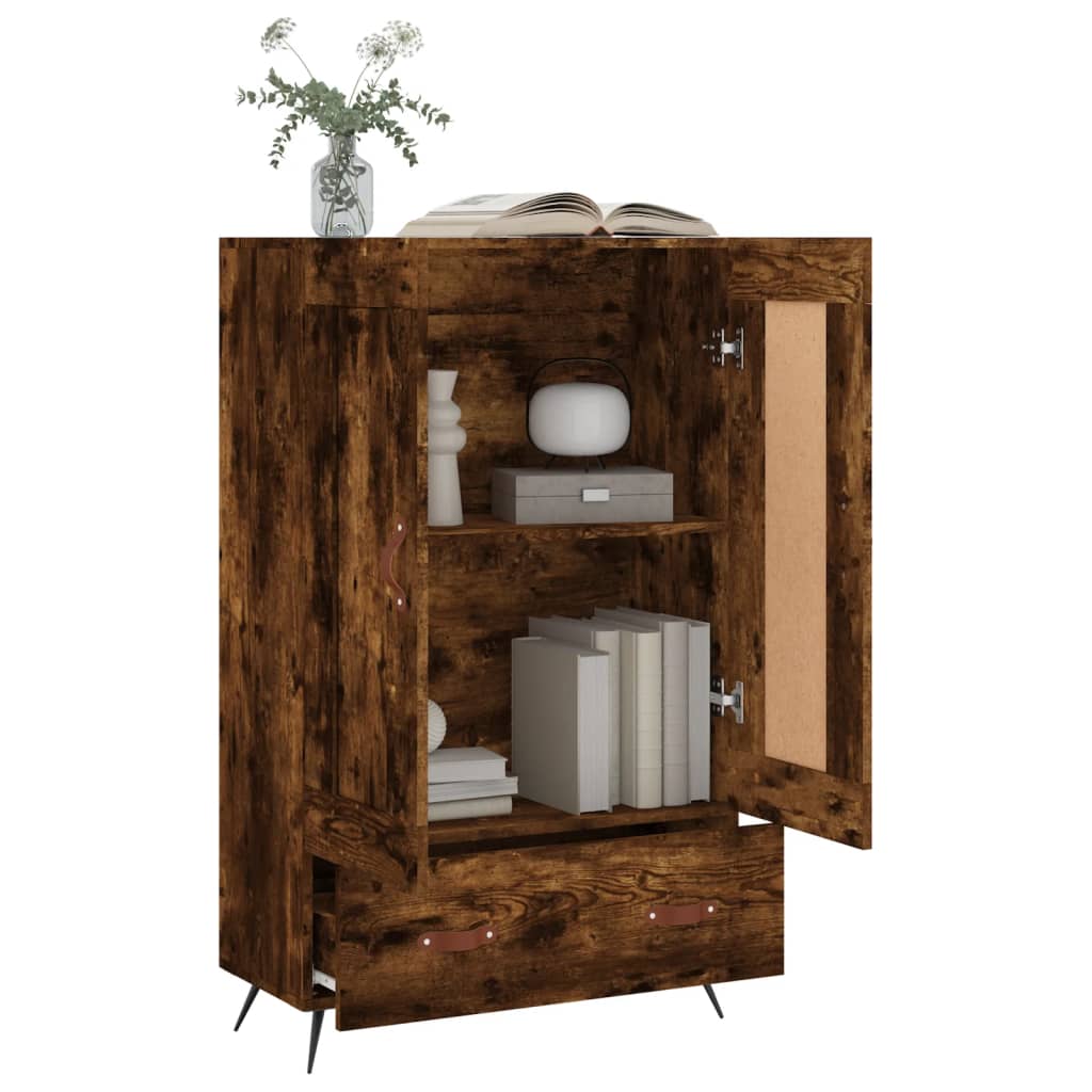 Highboard røkt eik 69,5x31x115 cm konstruert tre
