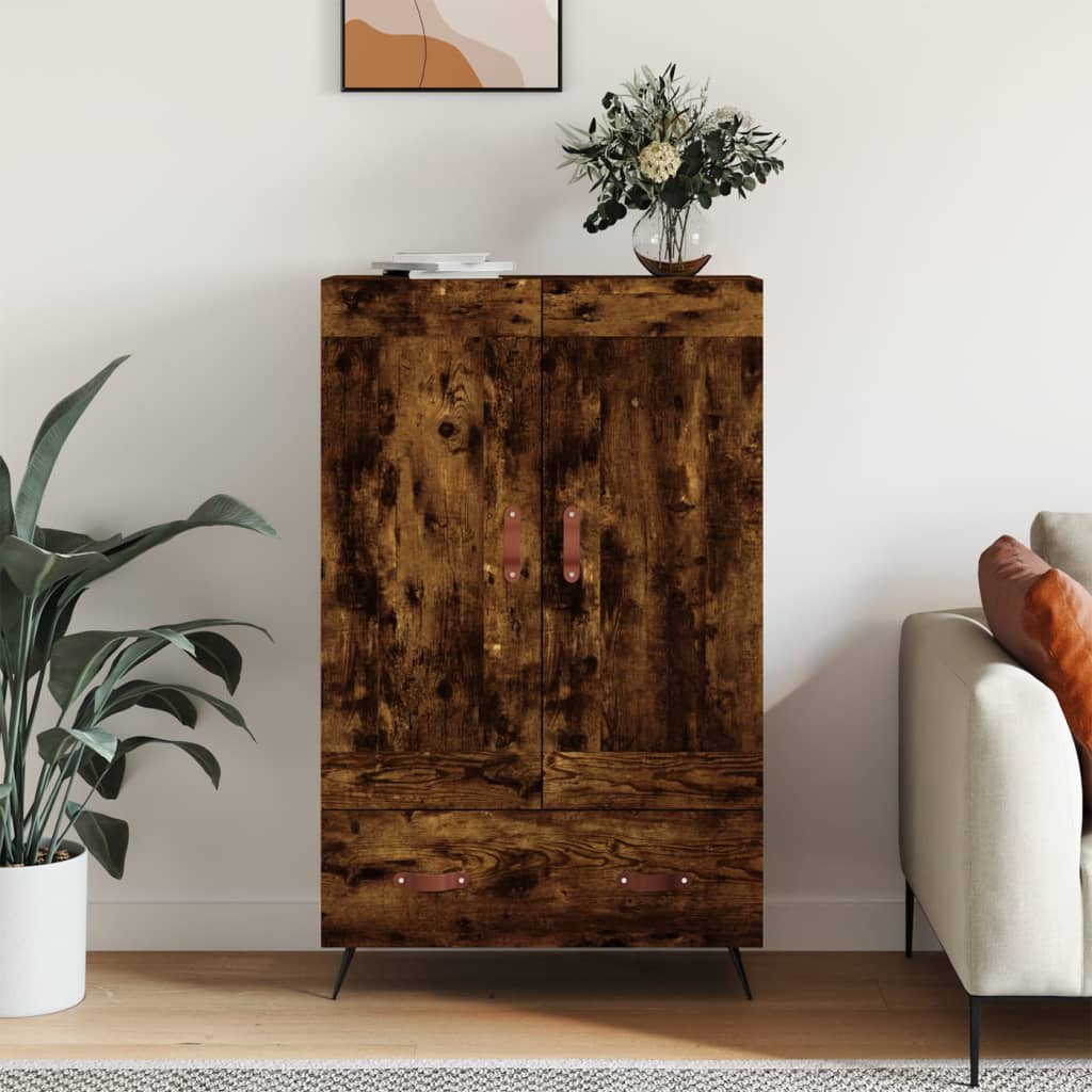 Highboard røkt eik 69,5x31x115 cm konstruert tre