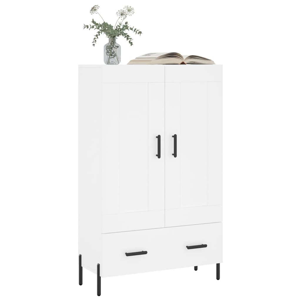 Highboard hvit 69,5x31x115 cm konstruert tre
