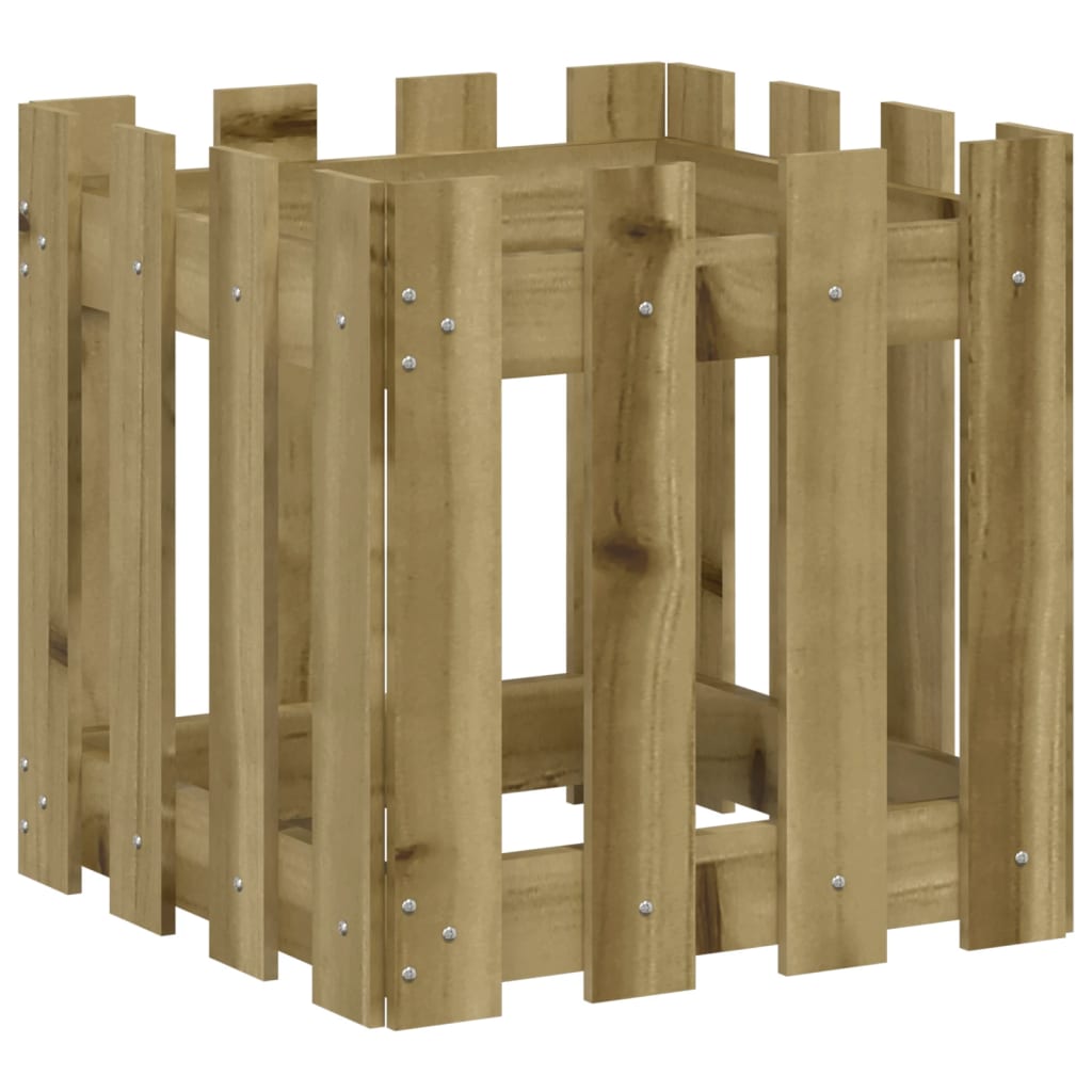 Plantekasse med gjerdedesign 40x40x40 cm impregnert furu