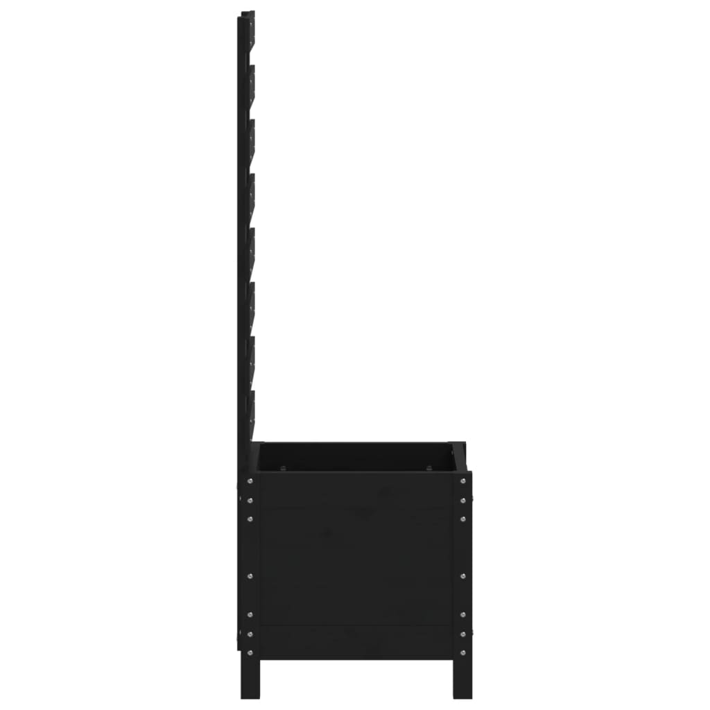 Hageplantekasse med stativ svart 39x39,5x114 cm heltre furu