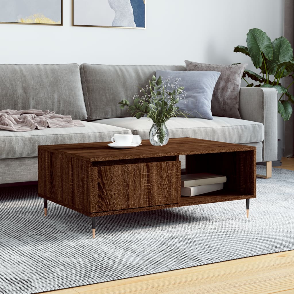 Salongbord brun eik 90x60x35 cm konstruert tre