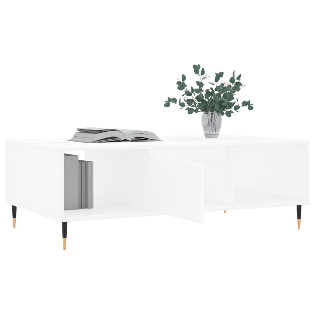 Salongbord hvit 104x60x35 cm konstruert tre