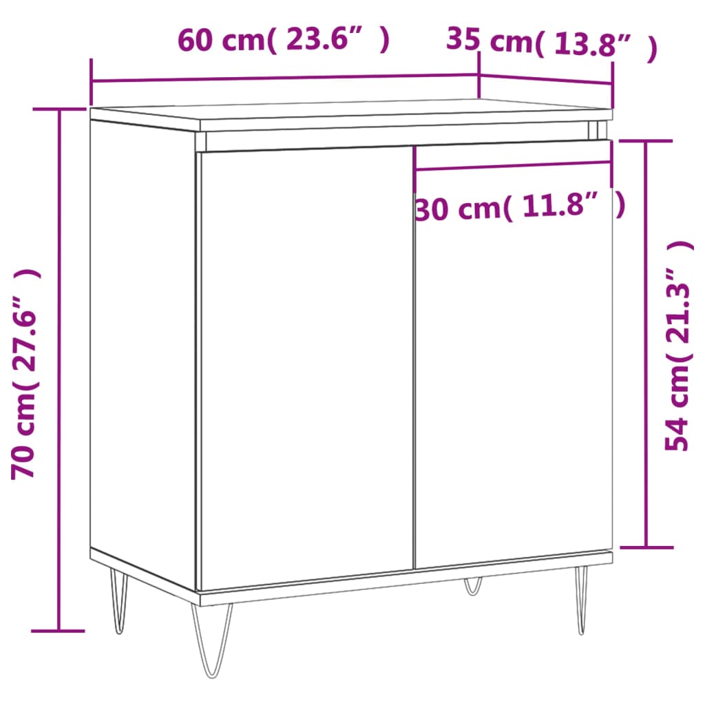 Skjenk røkt eik 60x35x70 cm konstruert tre