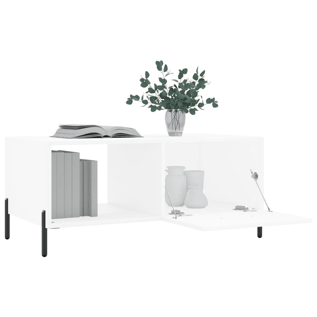 Salongbord hvit 90x50x40 cm konstruert tre
