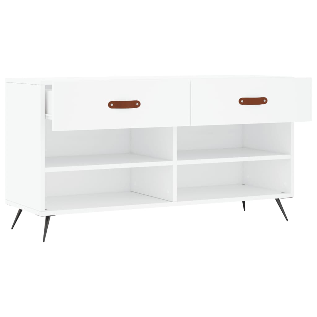 Skobenk hvit 102x35x55 cm konstruert tre