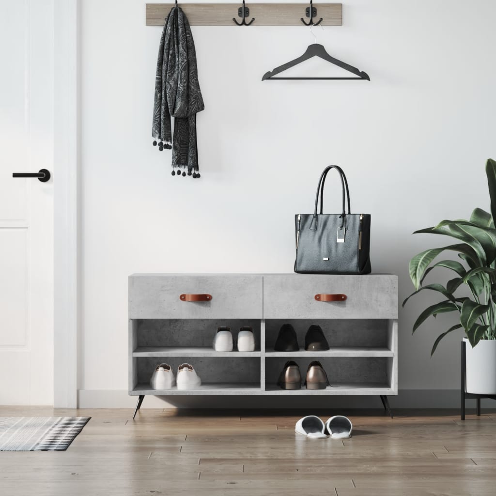 Skobenk betonggrå 102x35x55 cm konstruert tre