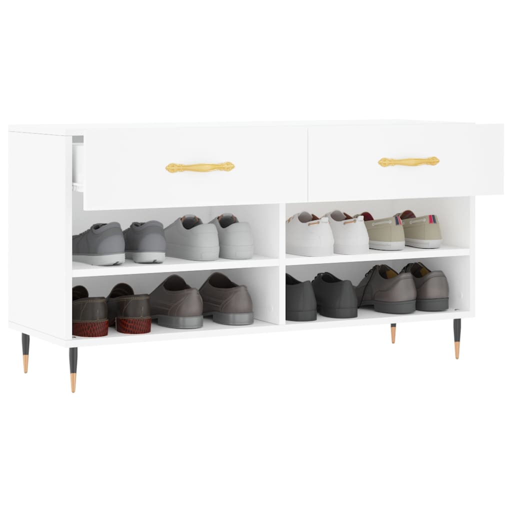 Skobenk hvit 102x35x55 cm konstruert tre