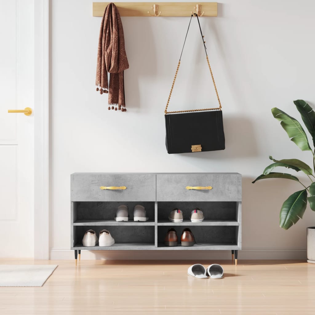 Skobenk betonggrå 102x35x55 cm konstruert tre