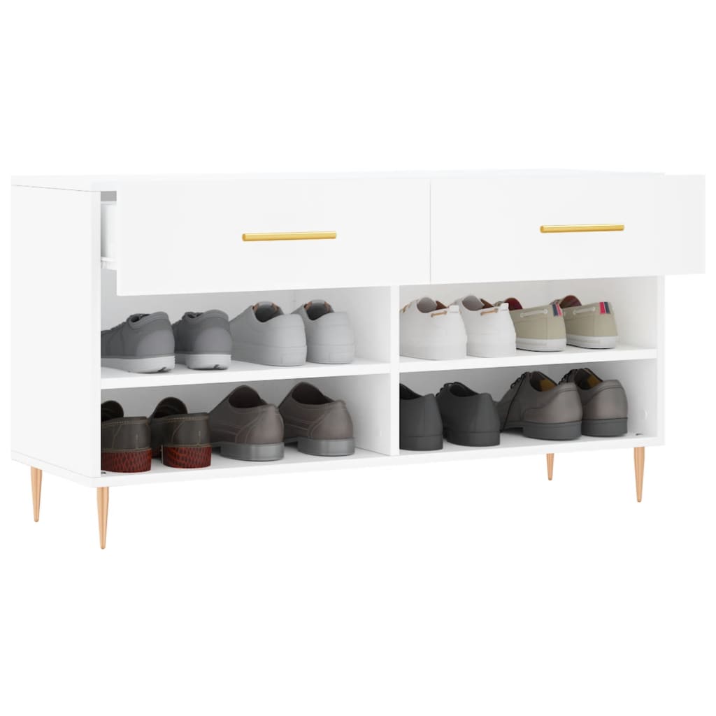 Skobenk hvit 102x35x55 cm konstruert tre