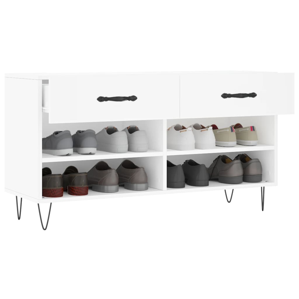 Skobenk hvit 102x35x55 cm konstruert tre