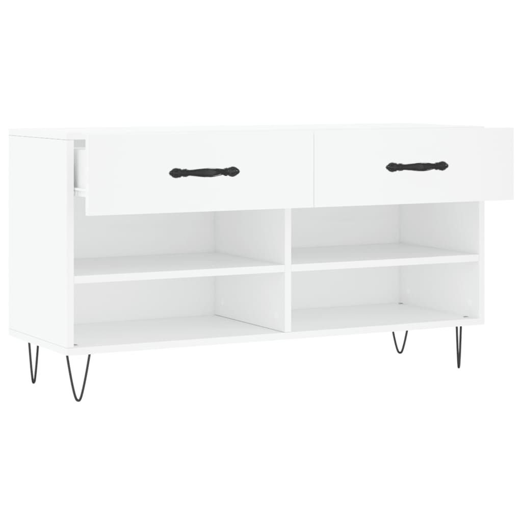 Skobenk hvit 102x35x55 cm konstruert tre