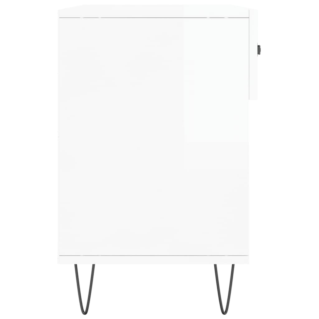 Skobenk høyglans hvit 102x35x55 cm konstruert tre