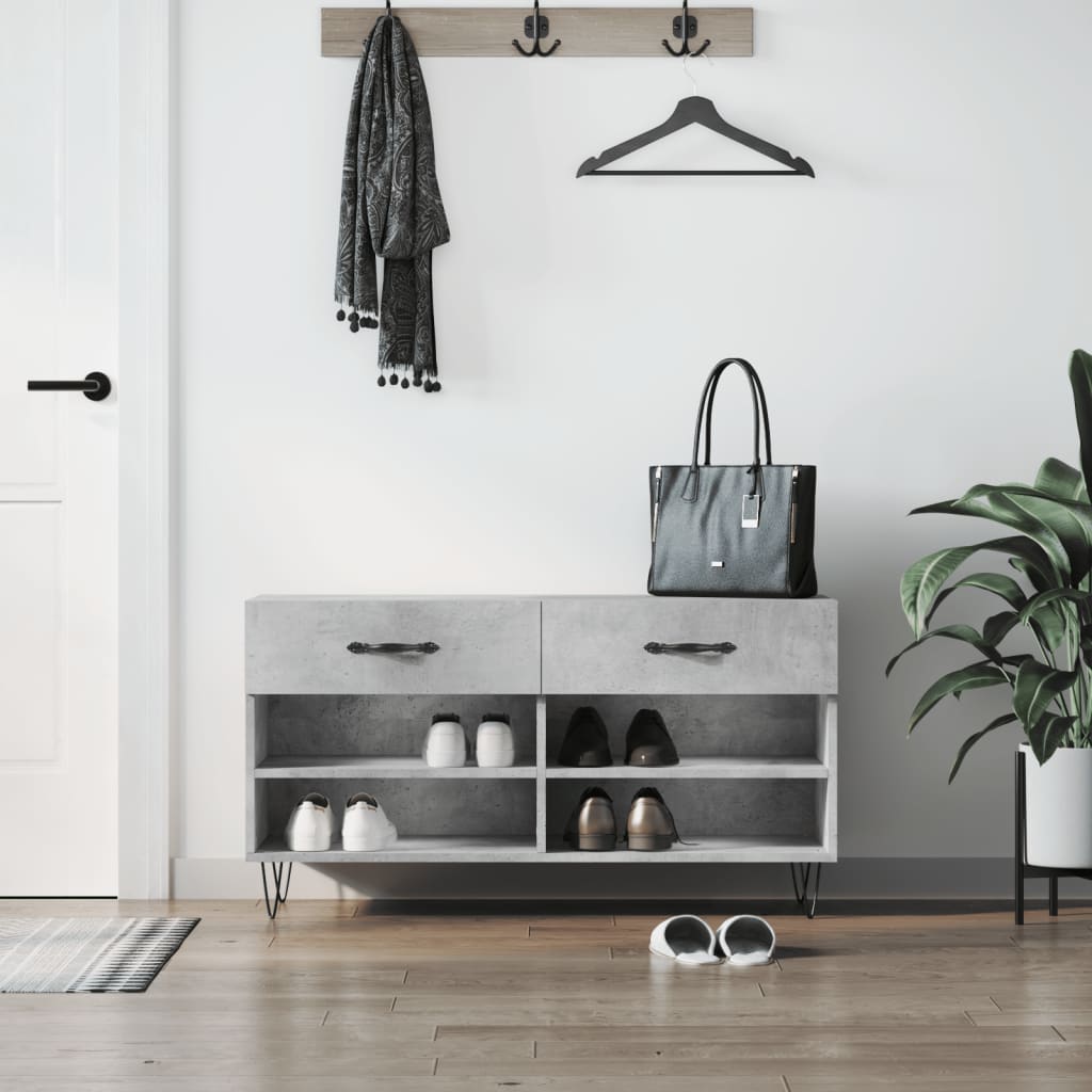 Skobenk betonggrå 102x35x55 cm konstruert tre