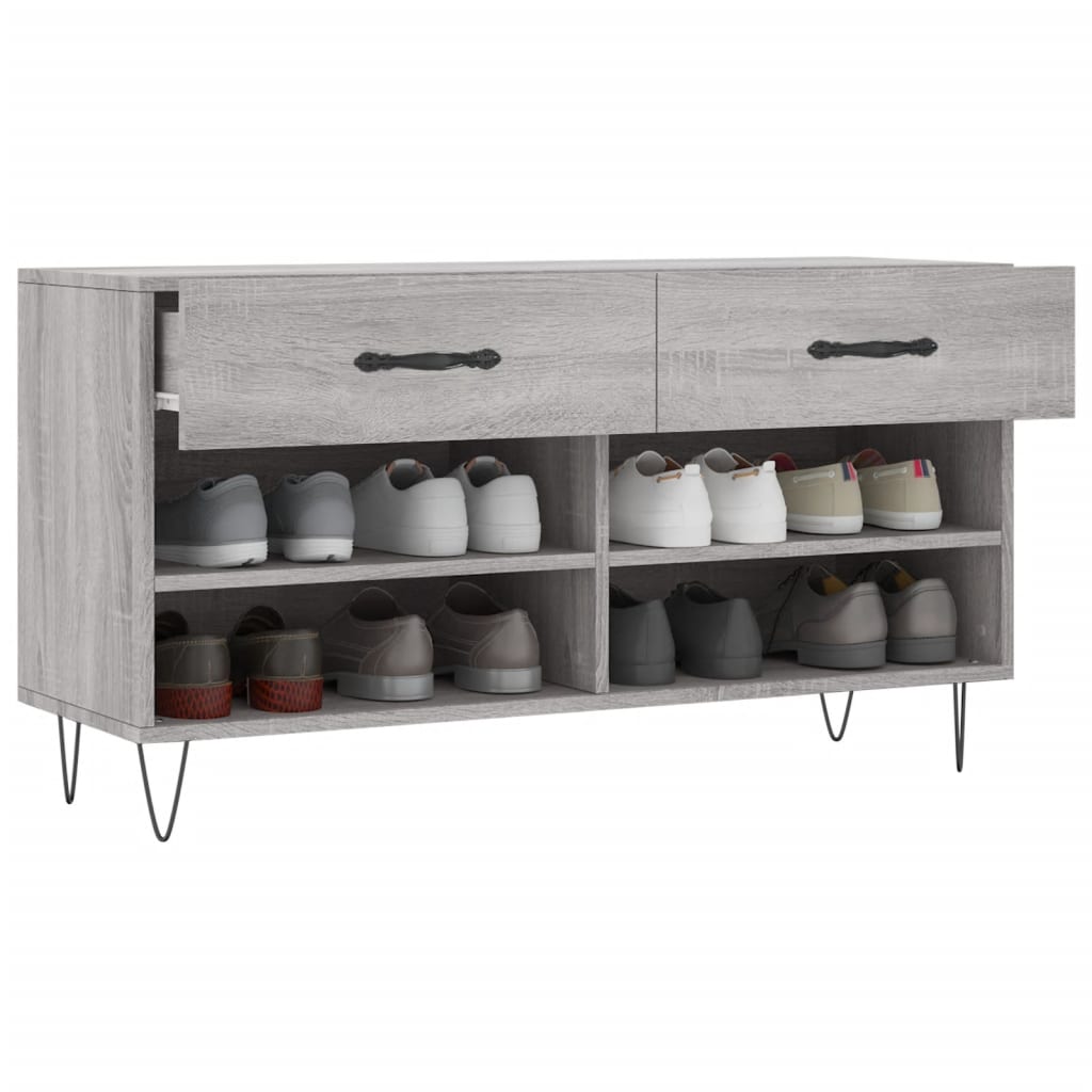 Skoskap grå sonoma 102x35x55 cm konstruert tre