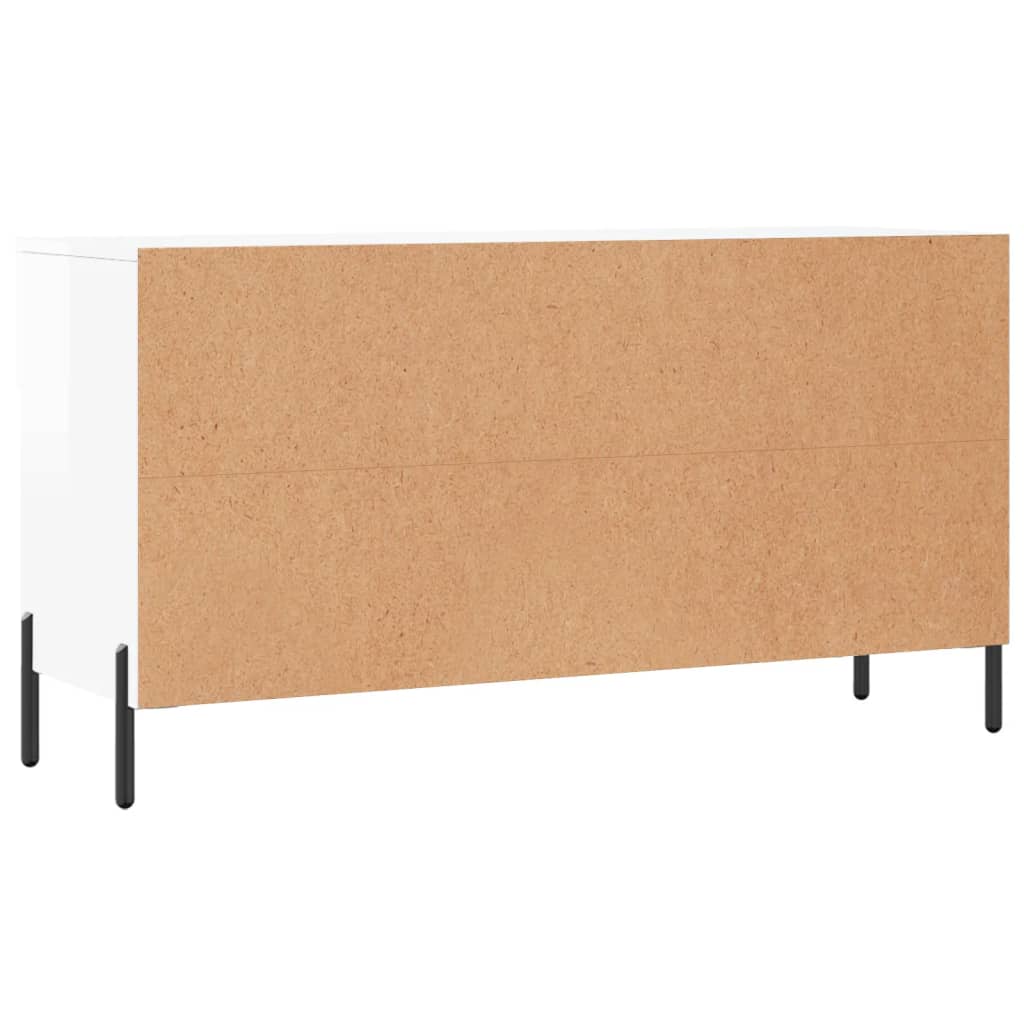 Skobenk høyglans hvit 102x35x55 cm konstruert tre