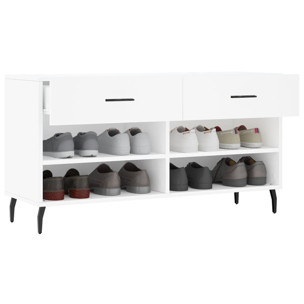 Skobenk hvit 102x35x55 cm konstruert tre