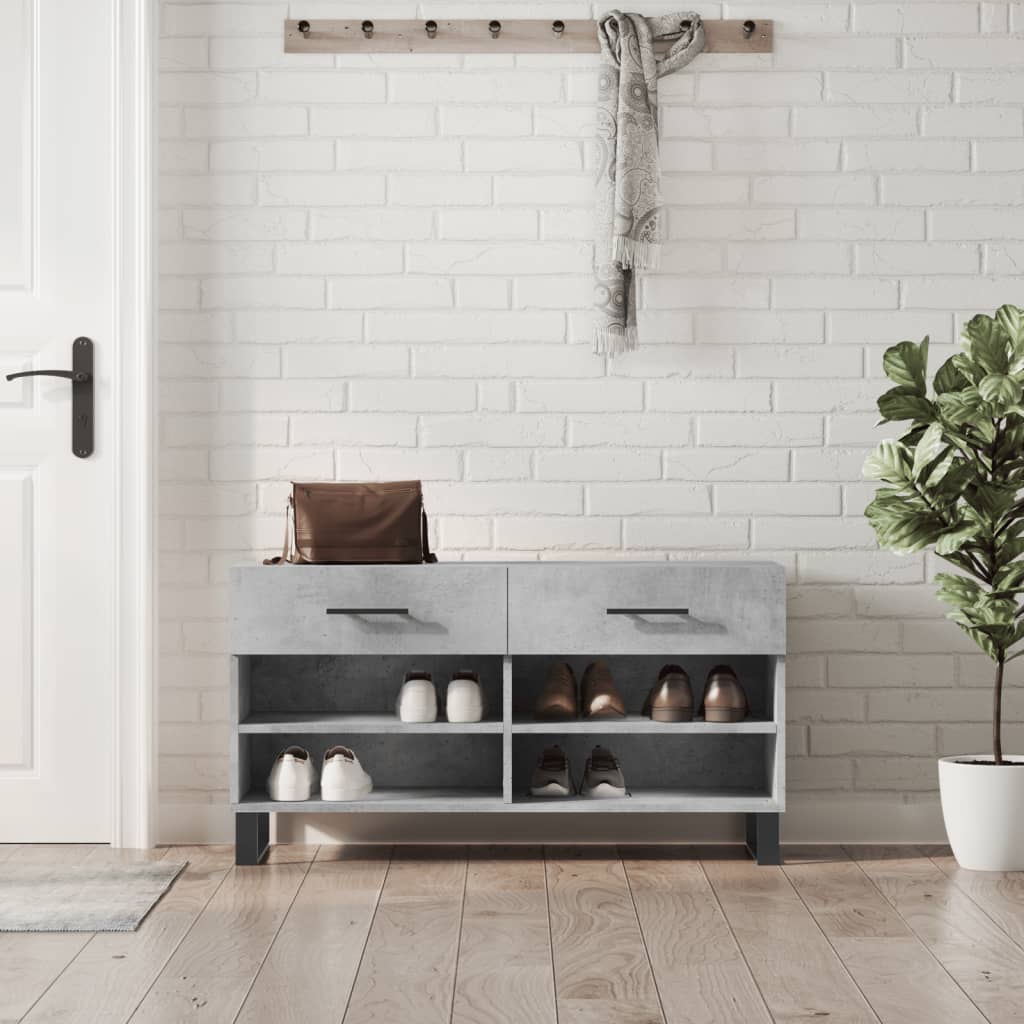 Skobenk betonggrå 102x35x55 cm konstruert tre