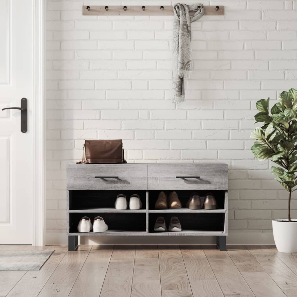 Skoskap grå sonoma 102x35x55 cm konstruert tre