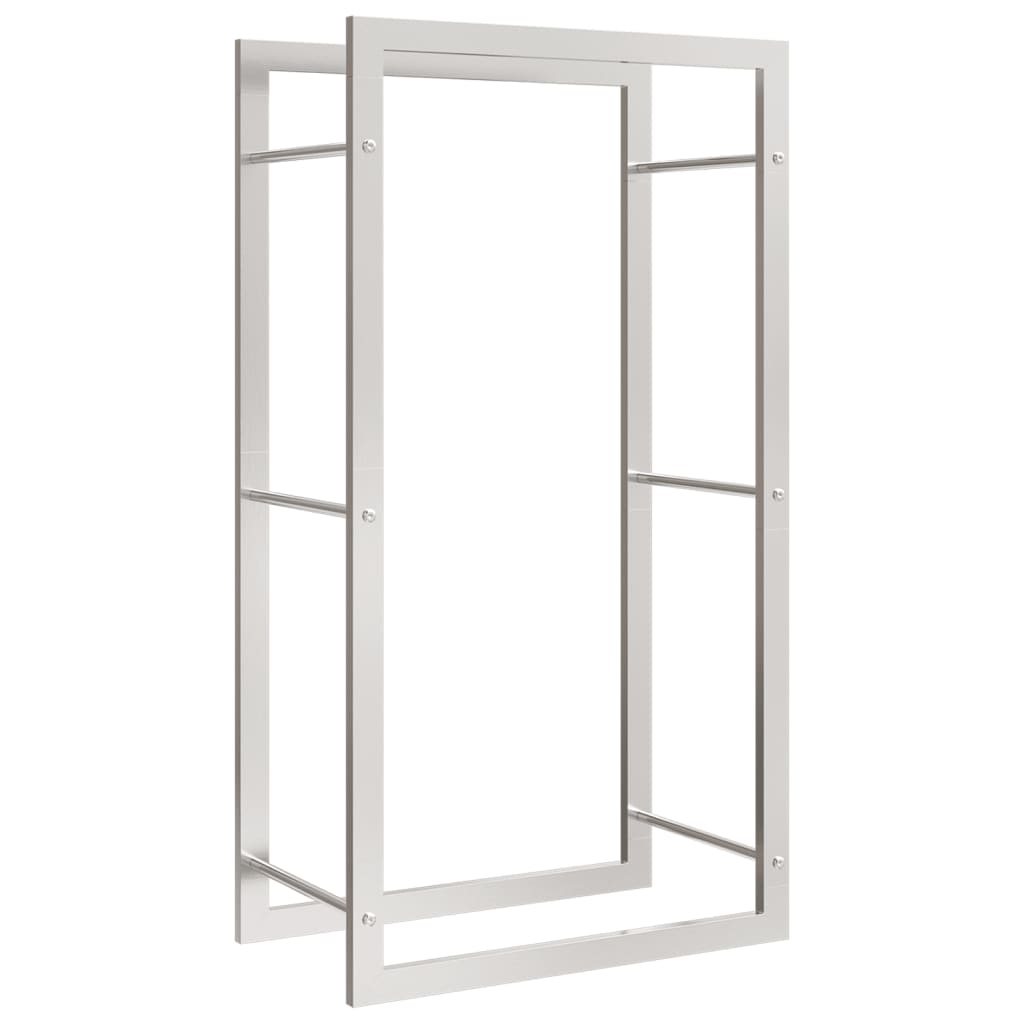 Vedstativ 50x28x94 cm rustfritt stål