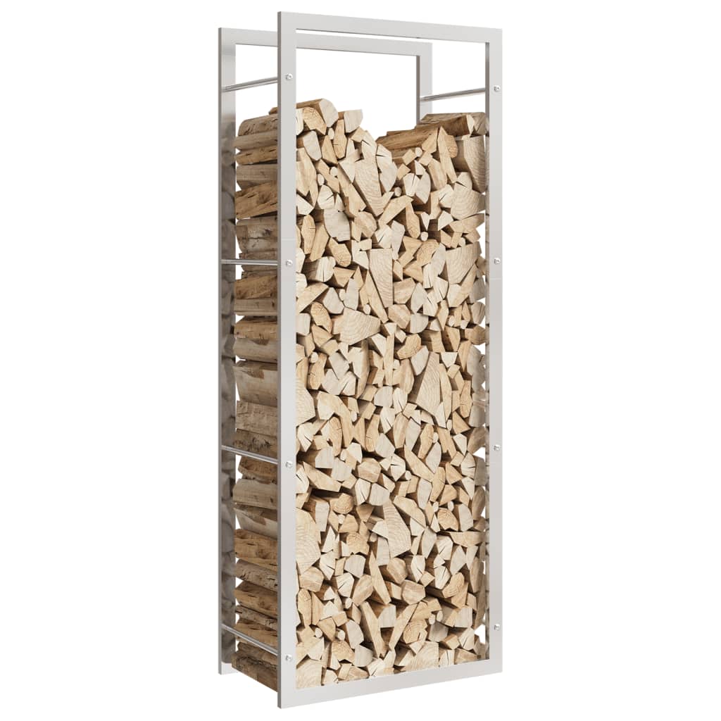 Vedstativ 50x28x132 cm rustfritt stål