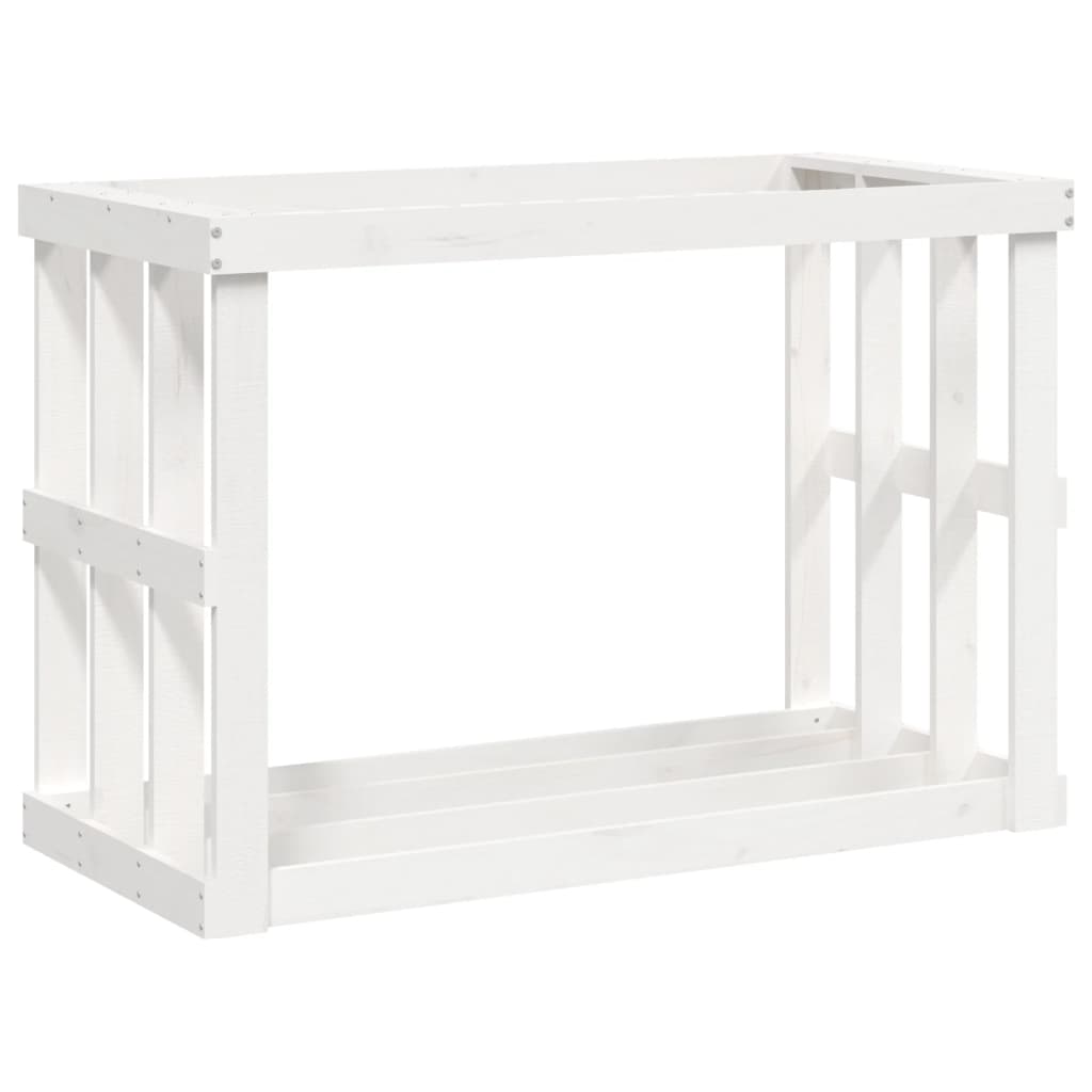Utendørs vedstativ hvit 108x52x74 cm heltre furu