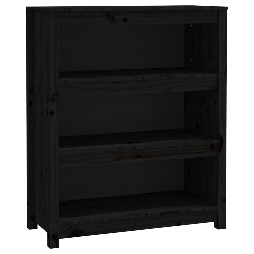 Bokhylle svart 80x35x97 cm heltre furu