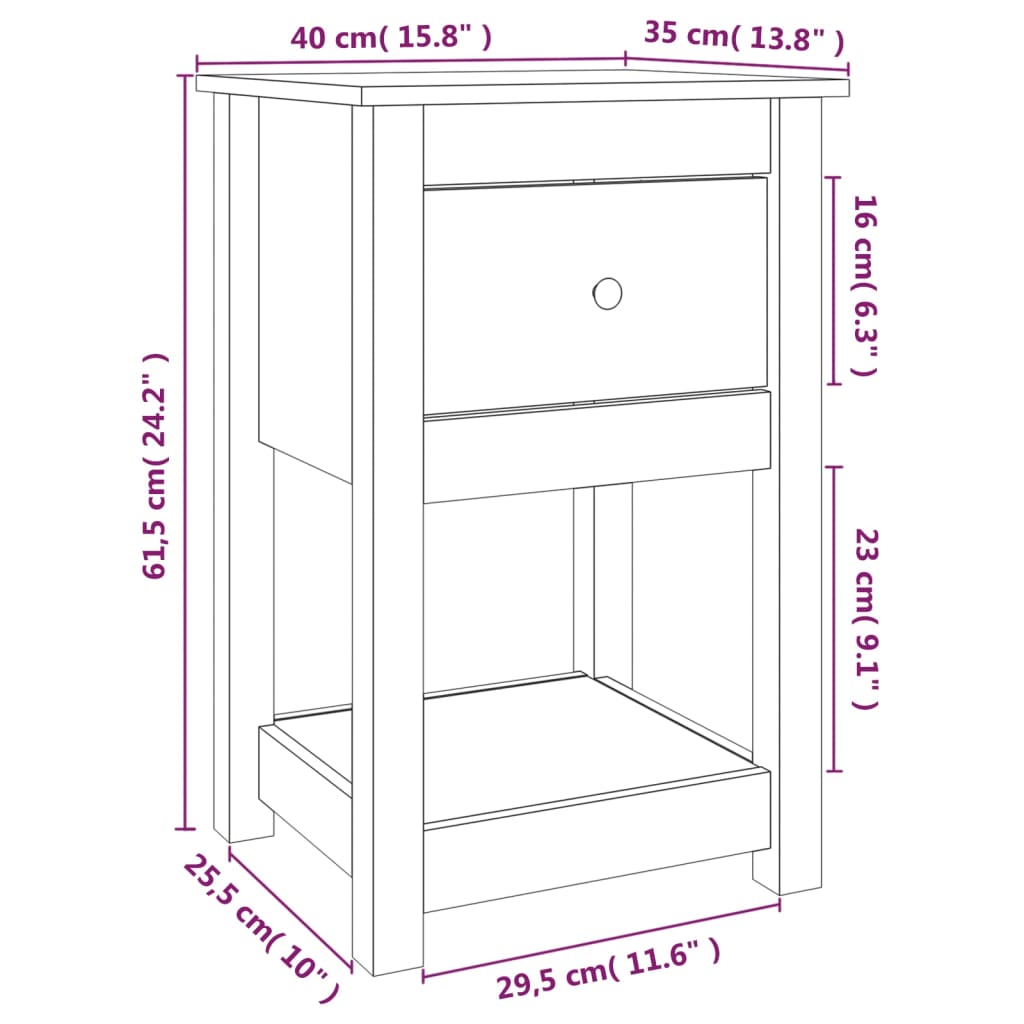 Nattbord honningbrun 40x35x61,5 cm heltre furu