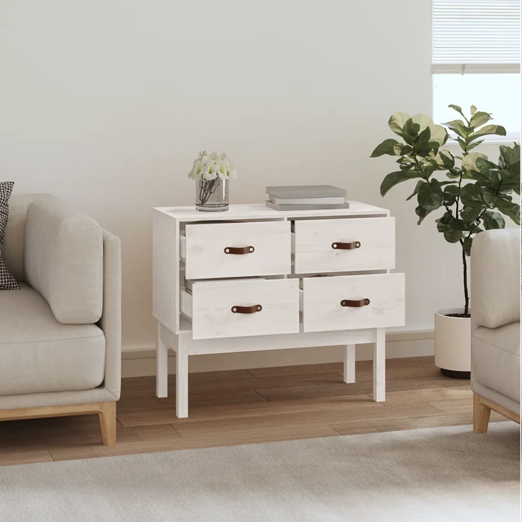 Konsollskap hvit 90x40x78 cm heltre furu