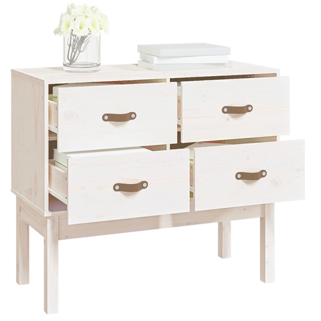 Konsollskap hvit 90x40x78 cm heltre furu