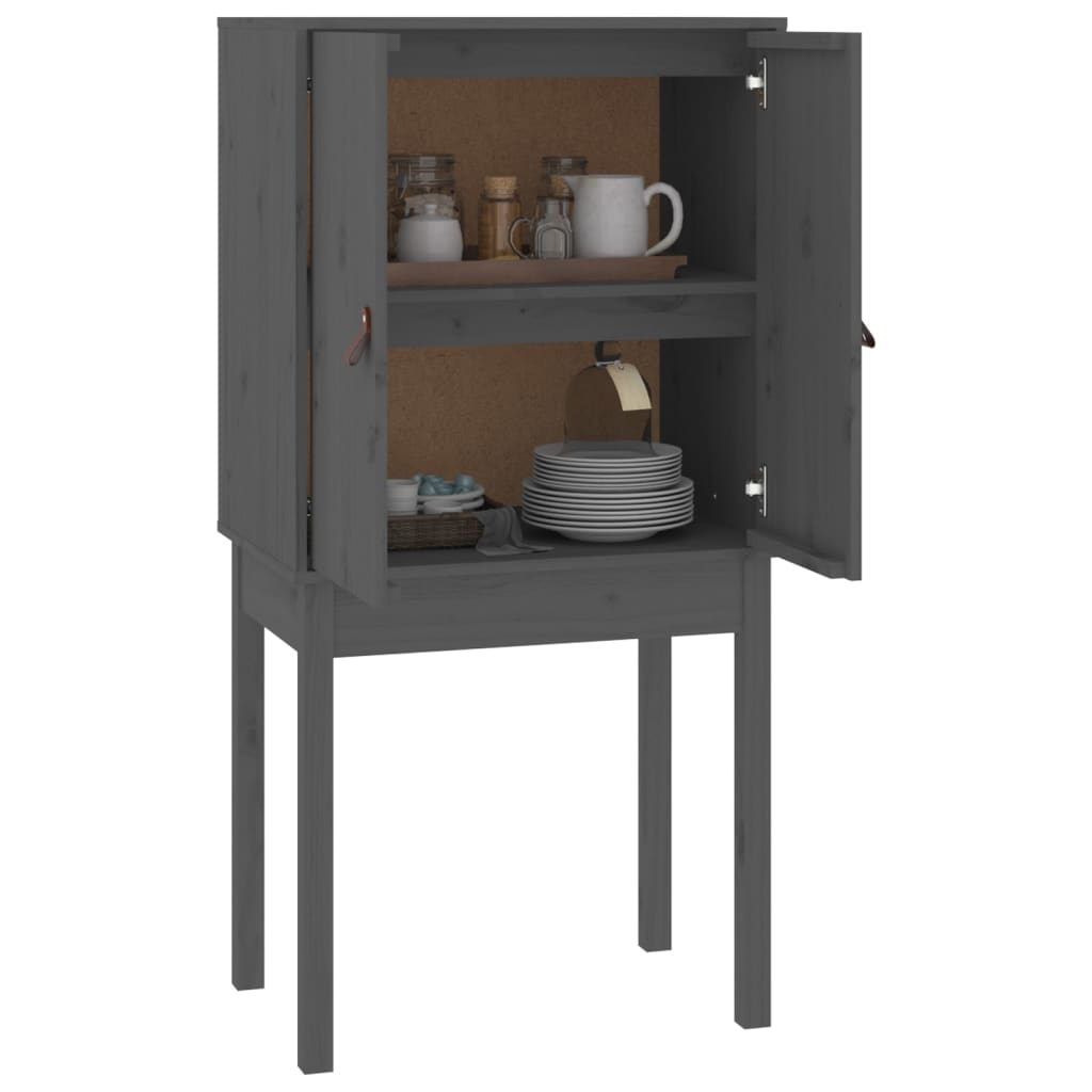Highboard grå 60x40x120 cm heltre furu
