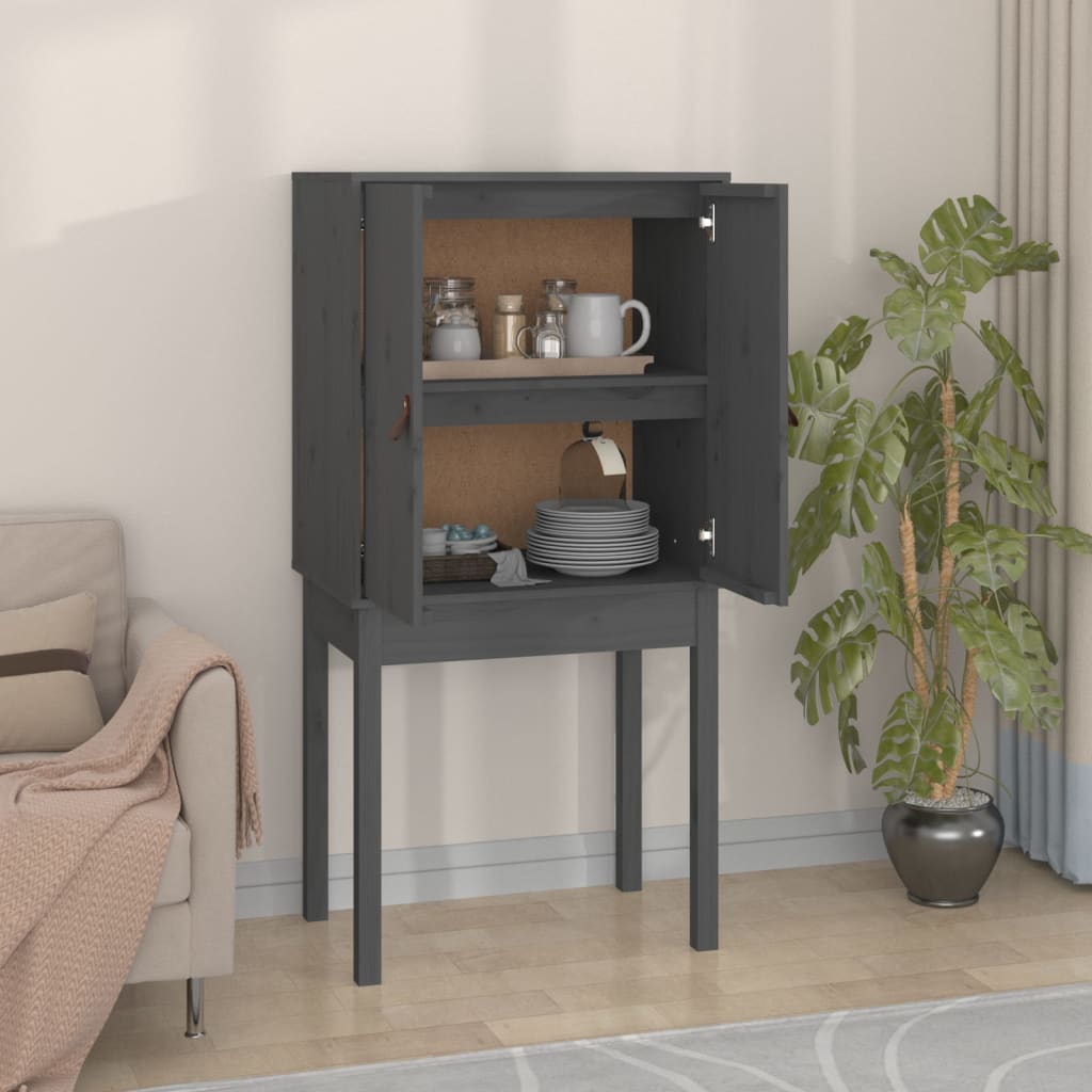 Highboard grå 60x40x120 cm heltre furu
