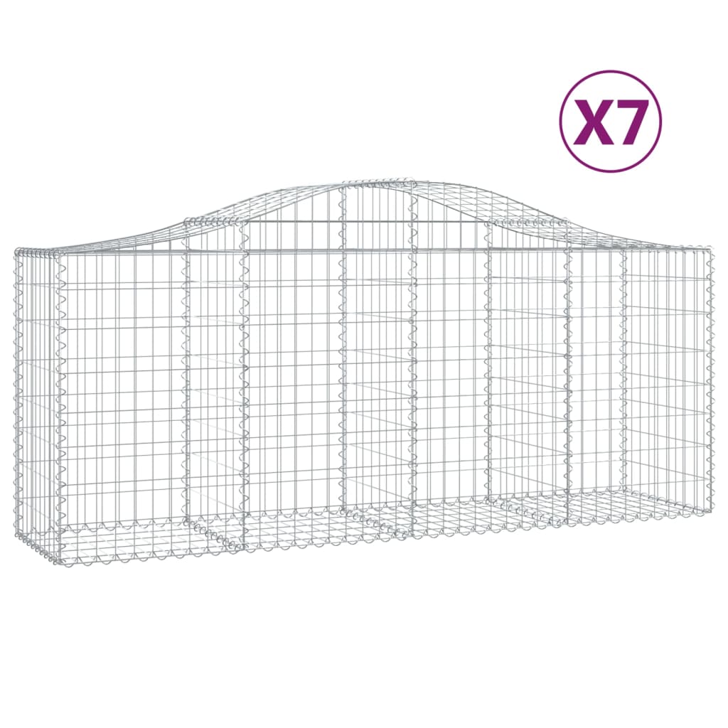 Gabionkurver buede 7 stk 200x50x80/100 cm galvanisert jern