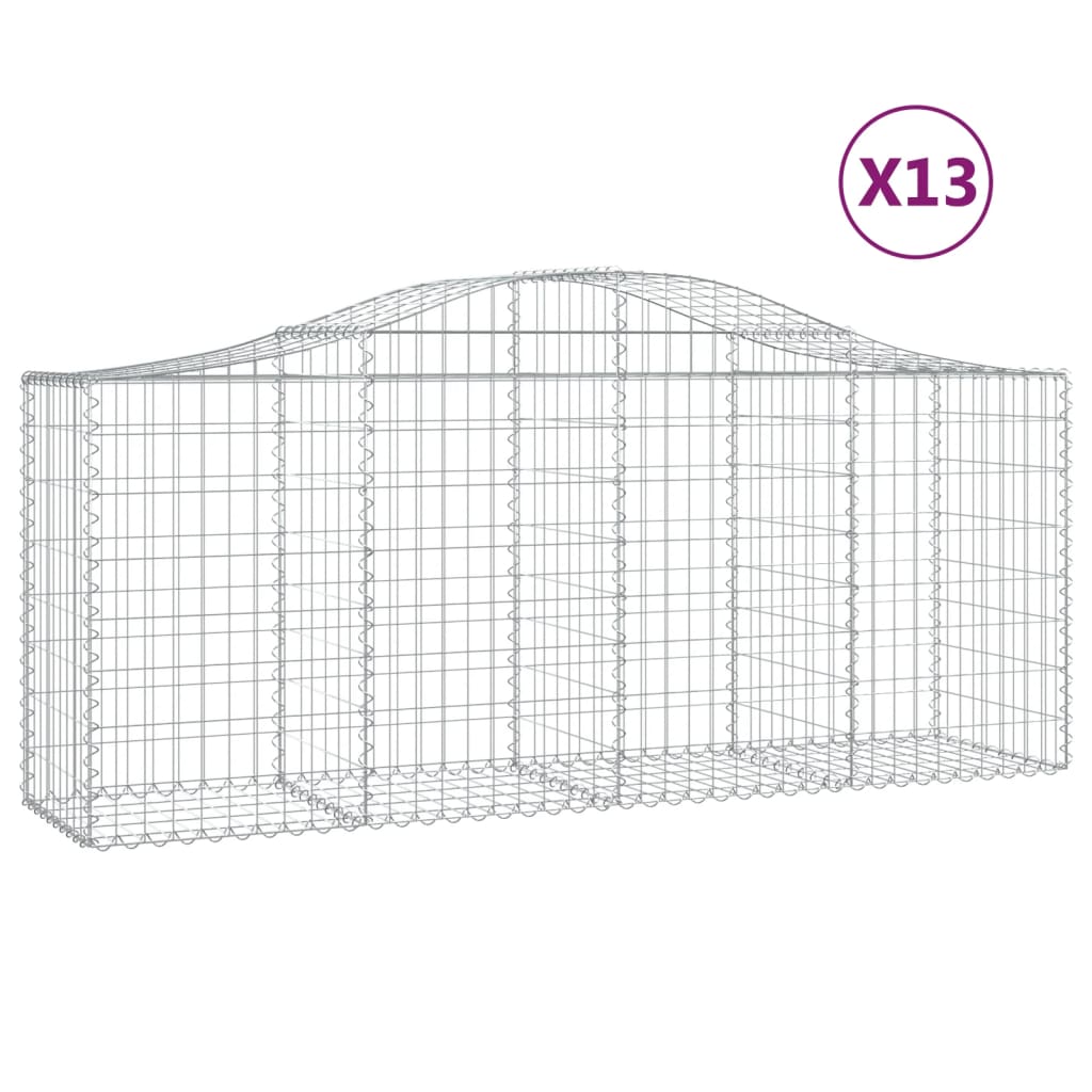 Gabionkurver buede 13 stk 200x50x80/100 cm galvanisert jern
