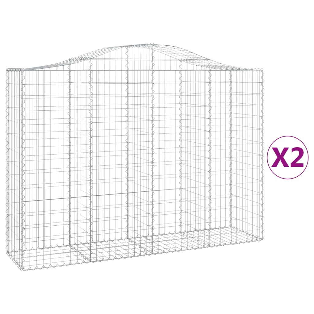 Gabionkurver buede 2 stk 200x50x140/160 cm galvanisert jern