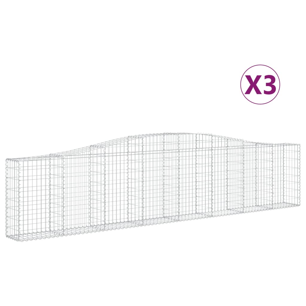 Gabionkurver buede 3 stk 400x30x80/100 cm galvanisert jern