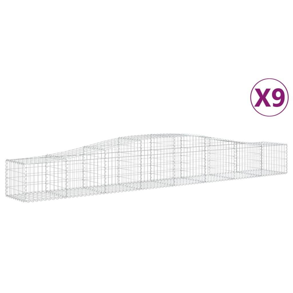 Gabionkurver buede 9 stk 400x50x40/60 cm galvanisert jern